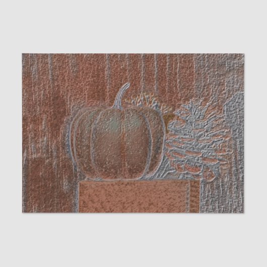 Pumpkin Oranje Silver Metallic Elegant Autumn Tissuepapier (Voorkant)
