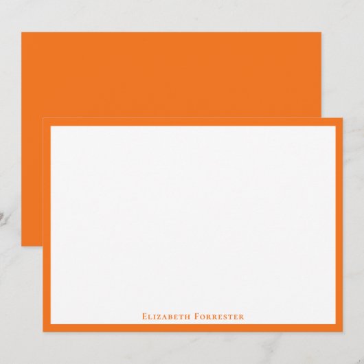 Pumpkin Oranje Simple Minimalist Border Note Notitiekaartje (Voorkant / Achterkant)