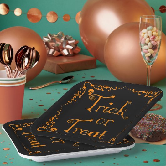 Pumpkin Oranje Trick or treat Papieren Bordje (Multi)