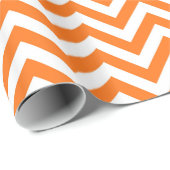 Pumpkin Oranje, White Large Chevron ZigZag Pattern Cadeaupapier (Rol Hoek)