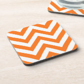Pumpkin Oranje, White Large Chevron ZigZag Pattern Drankjes Onderzetter (Linkerzijde)
