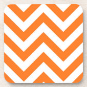 Pumpkin Oranje, White Large Chevron ZigZag Pattern Drankjes Onderzetter (Voorkant)