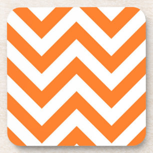 Pumpkin Oranje, White Large Chevron ZigZag Pattern Drankjes Onderzetter