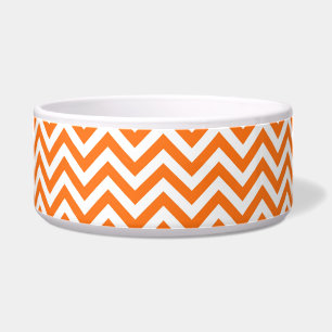 Pumpkin Oranje, White Large Chevron ZigZag Pattern Voerbakje