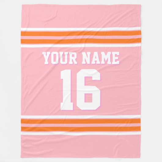 Pumpkin Oranje White Sports Jersey Fleece Deken (Voorkant)