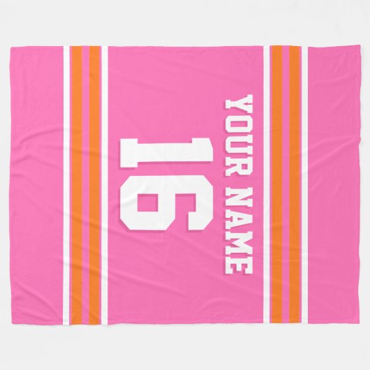 Pumpkin Oranje White Sports Jersey Fleece Deken (Voorkant (Horizontaal))