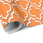 Pumpkin Oranje White XL Moroccan Quatrefoil #7DS Cadeaupapier (Rol Hoek)