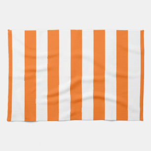 Pumpkin Oranje White XL Stripes Pattern Theedoek