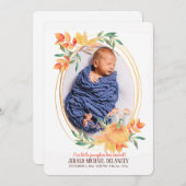 Pumpkin Oval Foto Birth Announding Kaart (Voorkant / Achterkant)