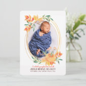 Pumpkin Oval Foto Birth Announding Kaart (Staand voorkant)