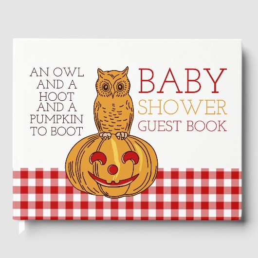 Pumpkin Owl & Gingham Baby shower Gastenboek (Voorkant)