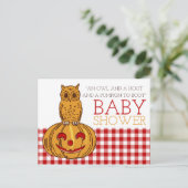 Pumpkin Owl & Gingham Baby shower Invitation Uitnodiging Briefkaart (Staand voorkant)