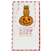 Pumpkin Owl & Gingham Baby shower Klein Cadeauzakje (Voorkant)