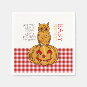 Pumpkin Owl & Gingham Baby shower Servetten