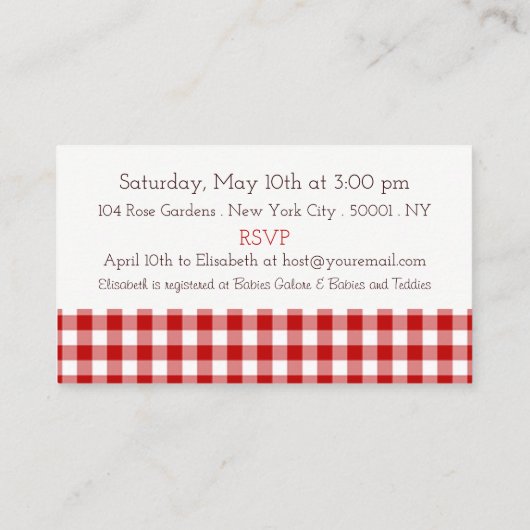 Pumpkin Owl & Gingham Baby shower Ticket Invite Informatiekaartje (Achterkant)