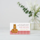 Pumpkin Owl & Gingham Baby shower Ticket Invite Informatiekaartje (Staand voorkant)