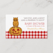 Pumpkin Owl & Gingham Baby shower Ticket Invite Informatiekaartje (Voorkant)