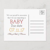 Pumpkin Owl & Gingham New Baby Announge Aankondigingskaart (Achterkant)