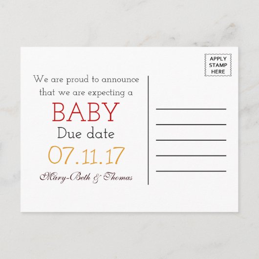 Pumpkin Owl & Gingham New Baby Announge Aankondigingskaart (Achterkant)