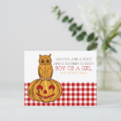 Pumpkin Owl & Gingham New Baby Announge Aankondigingskaart (Staand voorkant)