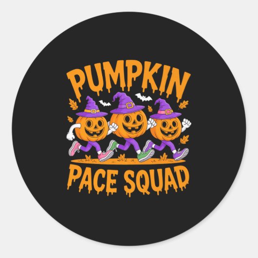 Pumpkin Pace Squad Runner Kostuum Halloween Runnin Ronde Sticker (Voorkant)