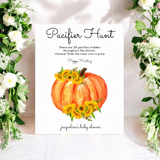 Pumpkin Pacifier Hunt Baby shower Poster