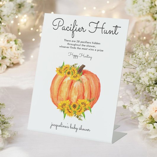 Pumpkin Pacifier Hunt Baby shower Reclamebord Met Voetstuk