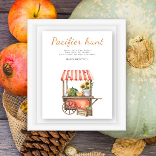 Pumpkin Pacifier hunt baby shower spel Poster