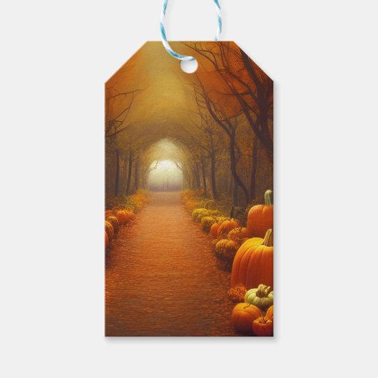 Pumpkin-pad prachtig najaar, aangepast cadeaulabel (Voorkant)