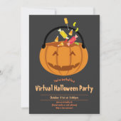 Pumpkin Pail Snoep Virtual Halloween Party Kaart (Voorkant)