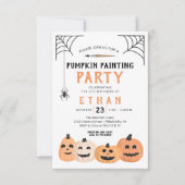 Pumpkin Painting Birthday Party Halloween Kaart (Voorkant)