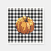 Pumpkin Painting Black Check Gingham Pattern Servet (Voorkant)