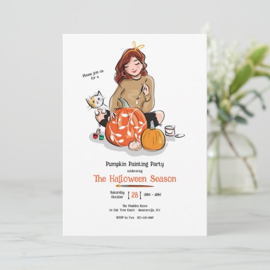 Pumpkin Painting Party Kaart (Staand voorkant)