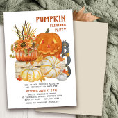 Pumpkin Painting Rustic Farmhouse Halloween Party Kaart