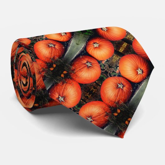 Pumpkin Pair Herfst Abstract Patroon Stropdas (Opgerold)