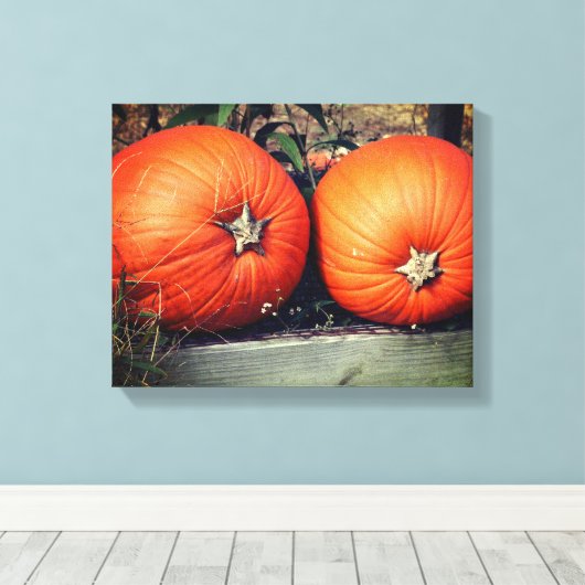 Pumpkin Pair Herfst Canvas Afdruk (Insitu (Houten vloer))
