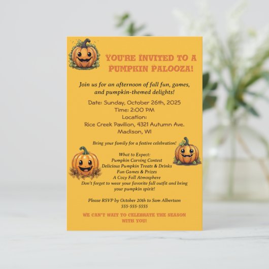 Pumpkin Palooza Party Kaart (Staand voorkant)