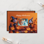 Pumpkin Pals Halloween Groeten Kaart (Voorkant / Achterkant in situ)