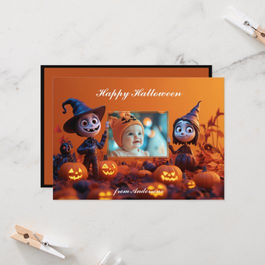 Pumpkin Pals Halloween Groeten Kaart (Voorkant / Achterkant in situ)