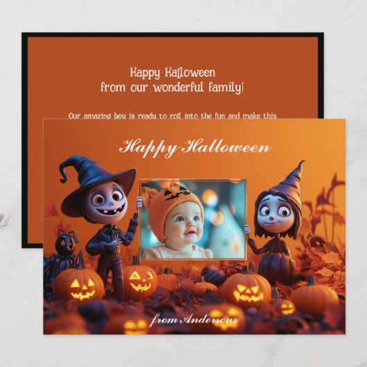 Pumpkin Pals Halloween Groeten Kaart (Voorkant / Achterkant)