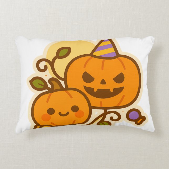 Pumpkin Pals – Kawaii Halloween Accent Kussen (Voorkant)