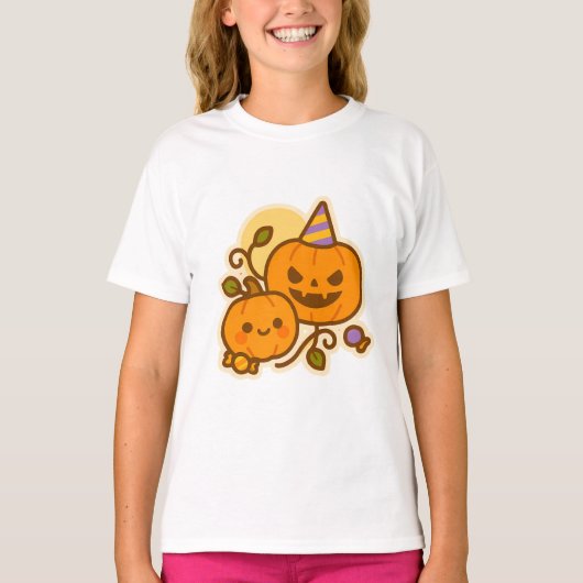 Pumpkin Pals – Kawaii Halloween T-shirt (Voorkant)