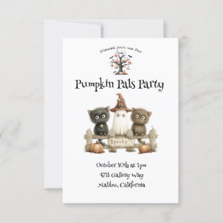 Pumpkin Pals Party Schattigee Halloween Uitnodigin Kaart
