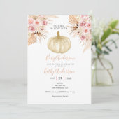 Pumpkin Pampas Grass Falling in love Baby shower Kaart (Staand voorkant)