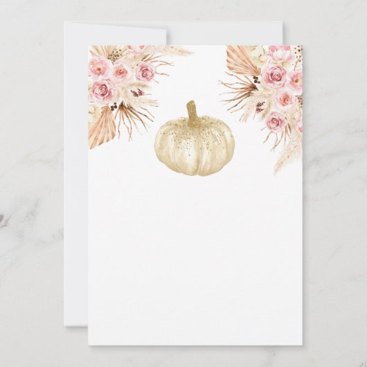 Pumpkin Pampas Grass Falling in love Baby shower Kaart (Achterkant)