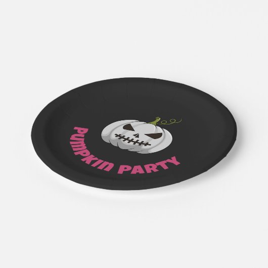 Pumpkin Paper Plate With Pumpkin Party Text Papieren Bordje (Gekanteld)