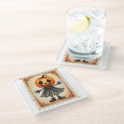 Pumpkin Parade: De Oogst Trickster Glazen Onderzetter (Schuin)