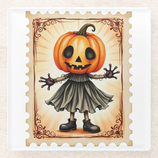 Pumpkin Parade: De Oogst Trickster Glazen Onderzetter (Voorkant)