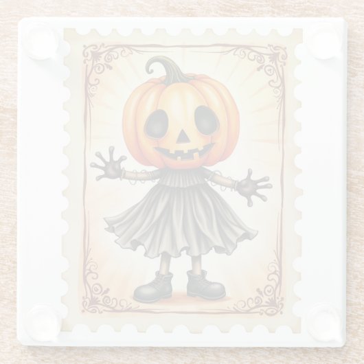 Pumpkin Parade: De Oogst Trickster Glazen Onderzetter (Achterkant)