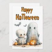 Pumpkin Parade - een grillig Halloween-duo Feestdagenkaart (Voorkant / Achterkant)